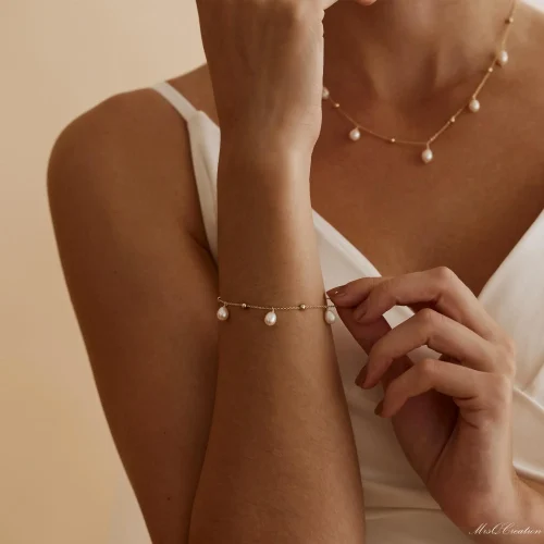 Dainty Bead Pearl Bracelet Real Freshwater Drop Beads