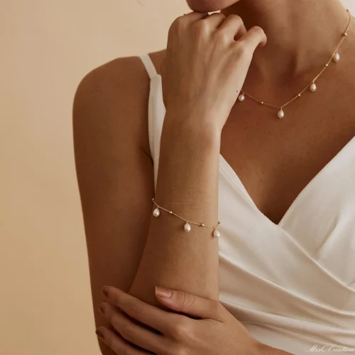 Dainty Bead Pearl Bracelet Real Freshwater Drop Beads