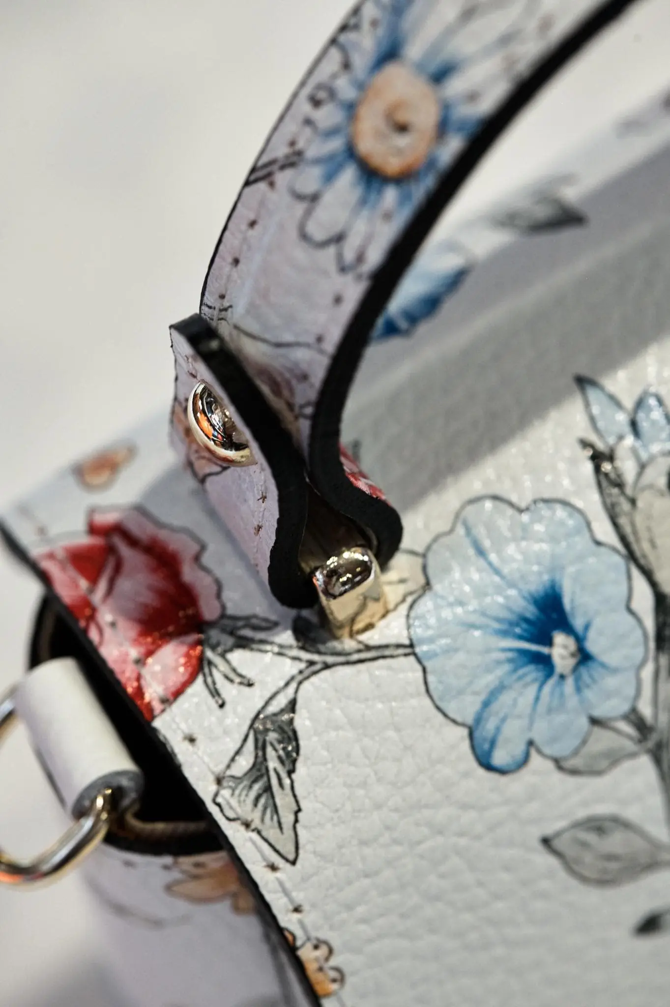 Italian Floral Top-handle Leather Bag Florence