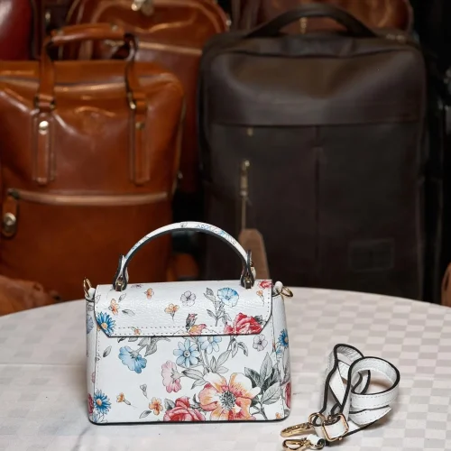 Italian Floral Top-handle Leather Bag Florence