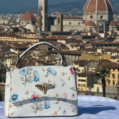 Italian Floral Top-handle Leather Bag Florence