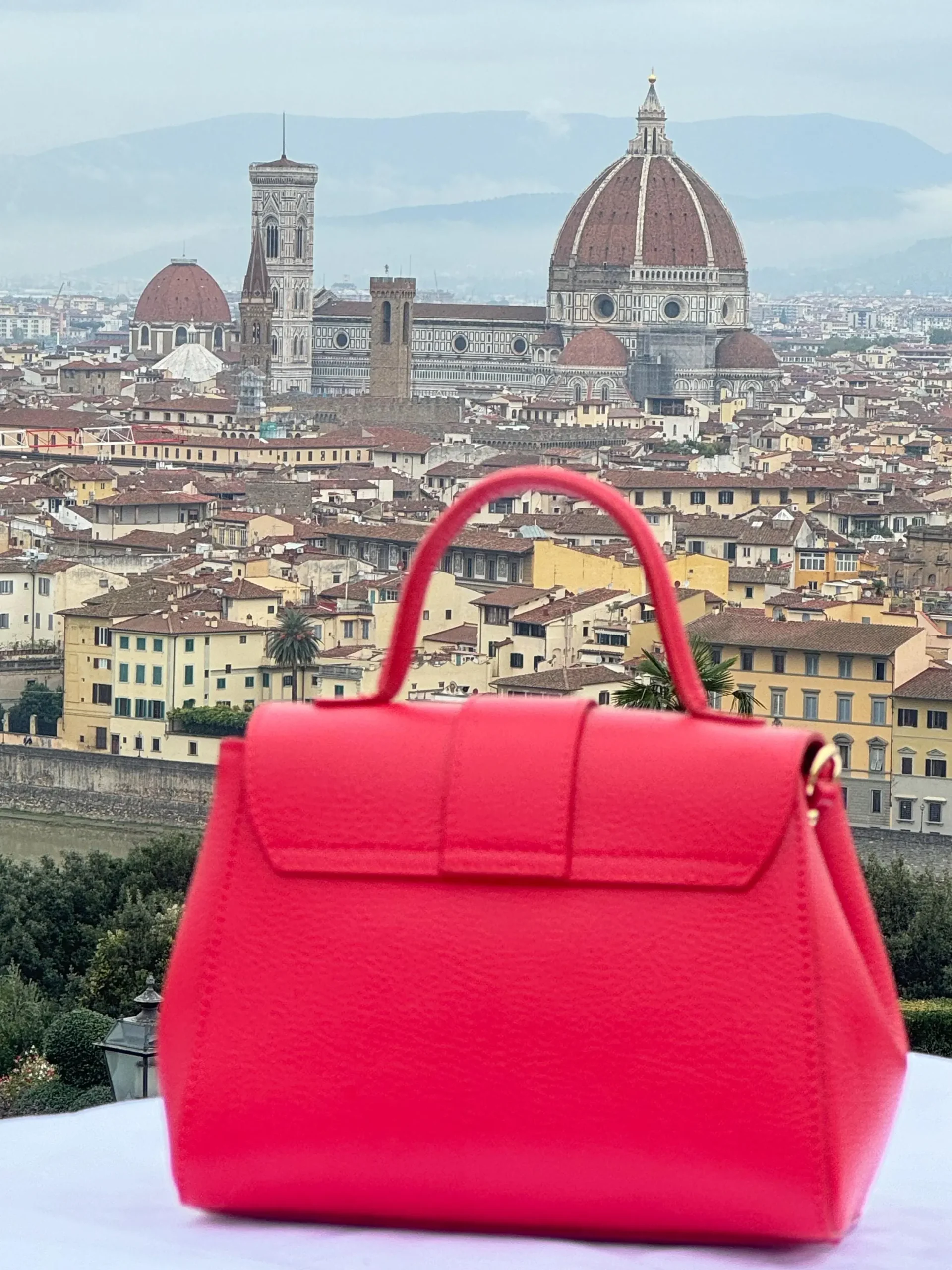 Italian Red Pebbled Leather Top-handle Bag