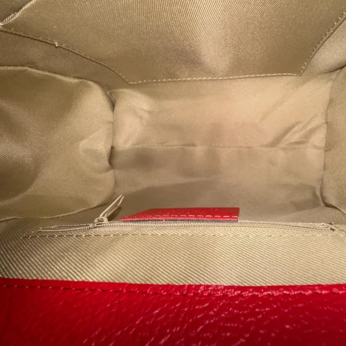 Italian Red Pebbled Leather Top-handle Bag