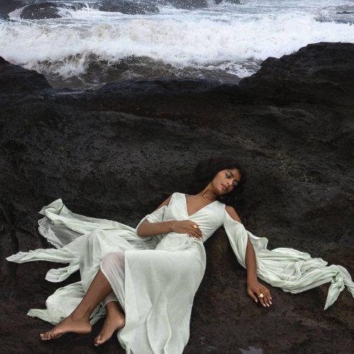 Sky Blue Makosh Goddess Bohemian Wedding Guest Gown