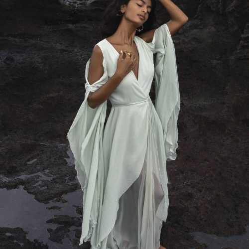 Sky Blue Makosh Goddess Bohemian Wedding Guest Gown