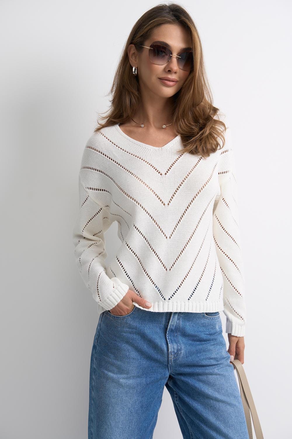 Soft Cotton Sweater Elegant Knit Top Spring Fashion