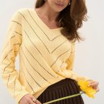 Soft Cotton Sweater Elegant Knit Top Spring Fashion