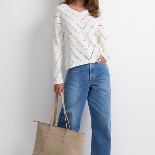 Soft Cotton Sweater Elegant Knit Top Spring Fashion