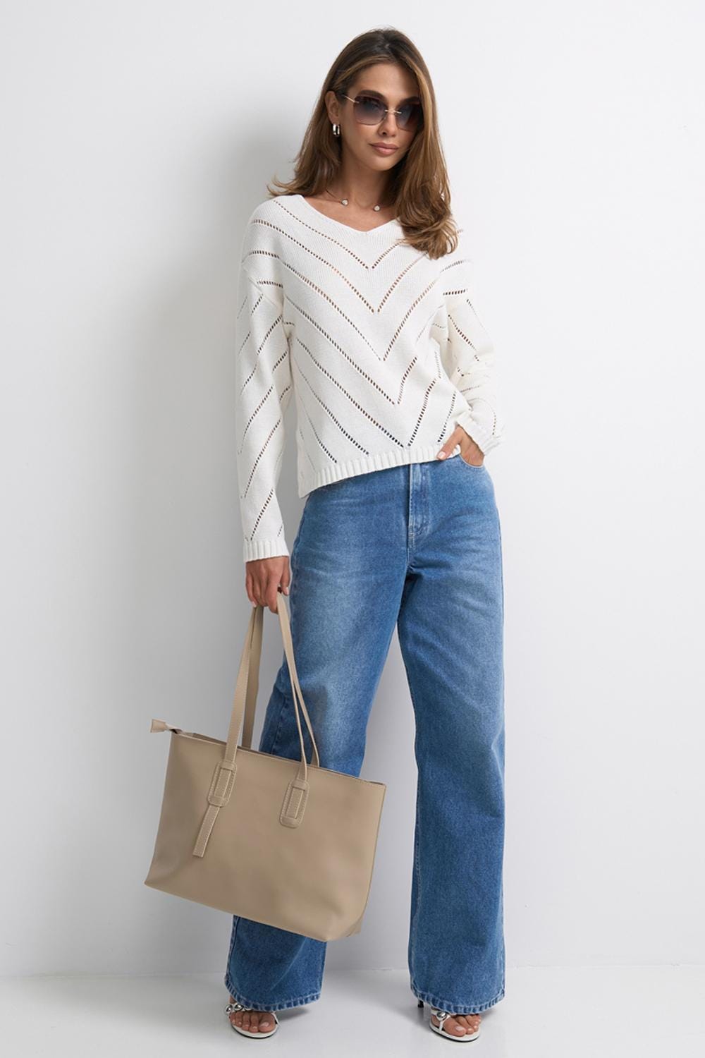 Soft Cotton Sweater Elegant Knit Top Spring Fashion