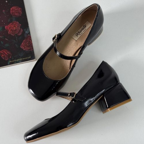 Black Leather Mary Janes Handmade Classic Women’s Shoes