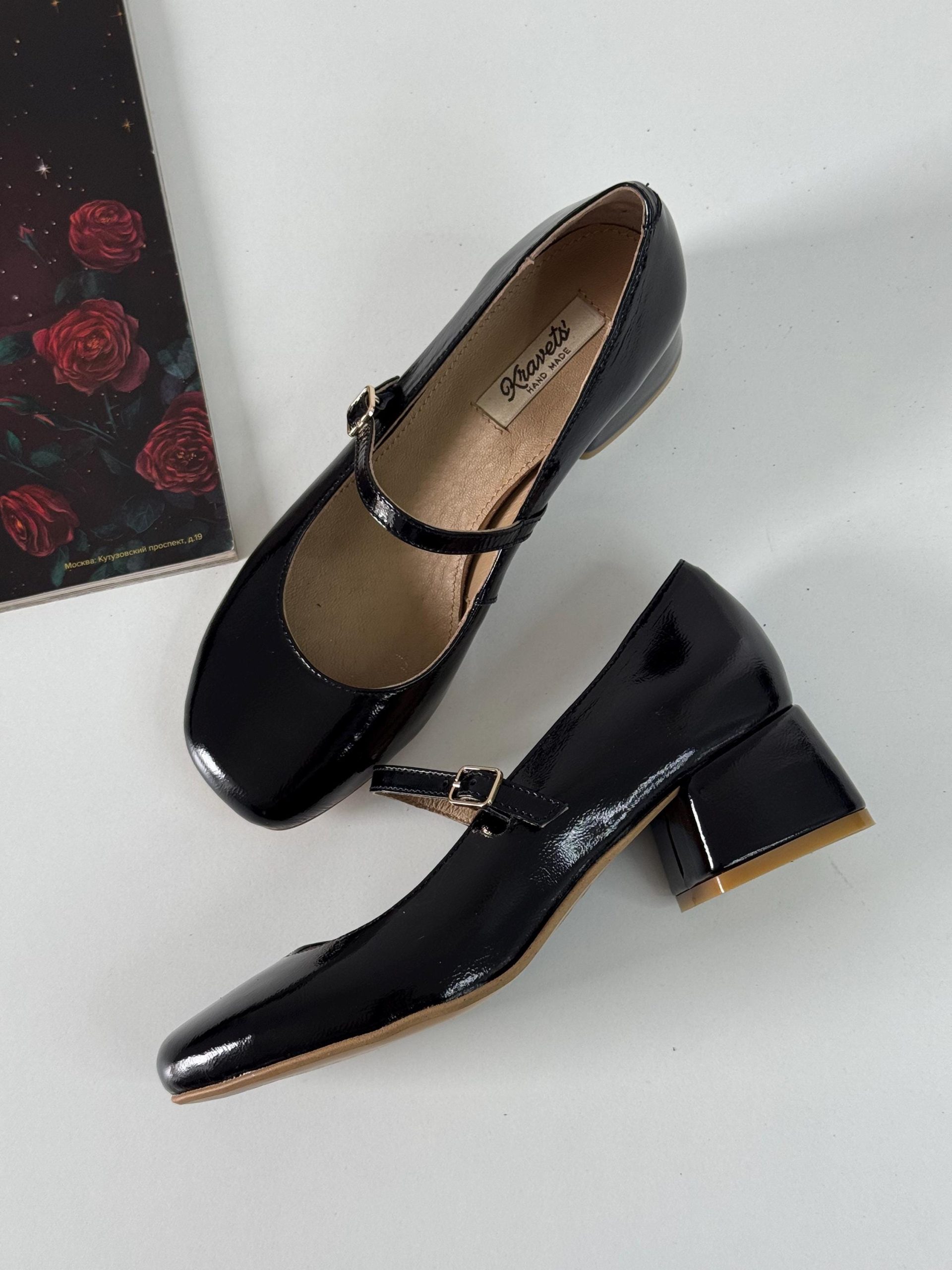 Black Leather Mary Janes Handmade Classic Women’s Shoes