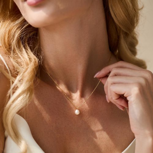 Bridal Pearl Necklace Dainty Gold Pendant Wedding Jewellery
