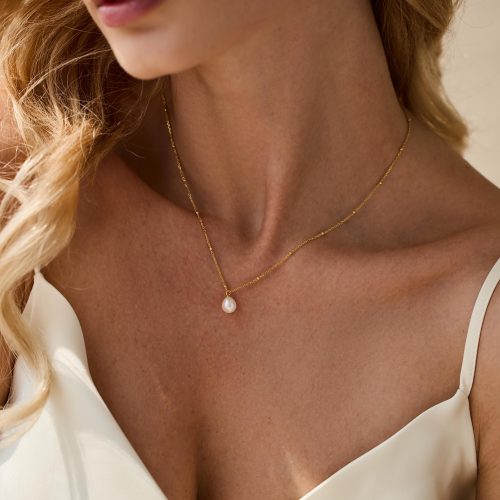 Bridal Pearl Necklace Dainty Gold Pendant Wedding Jewellery