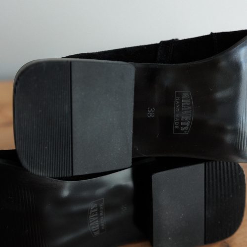 Black Suede Mary Jane Flats Classic Square Toe