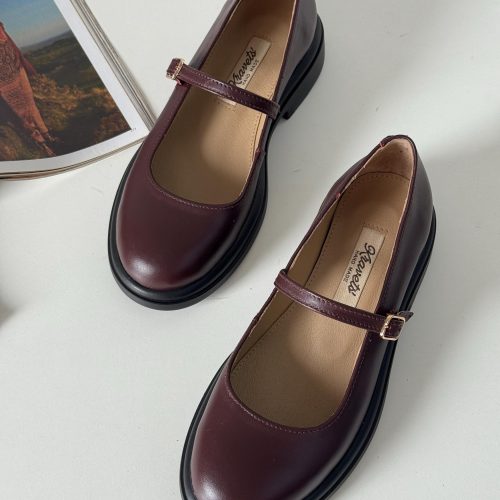 Leather Mary Jane Shoes Womens Animal Print Flats