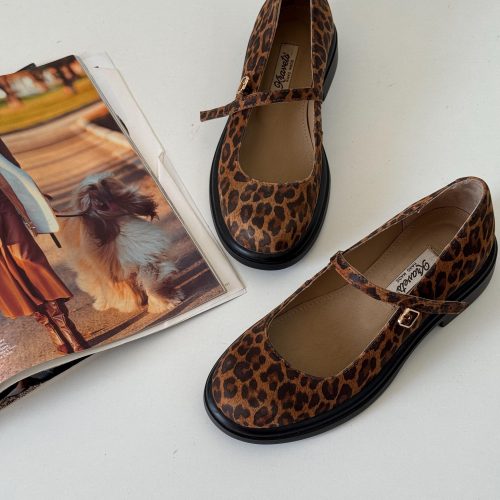 Handmade Suede Almond Mary Jane Shoes Comfortable Beige