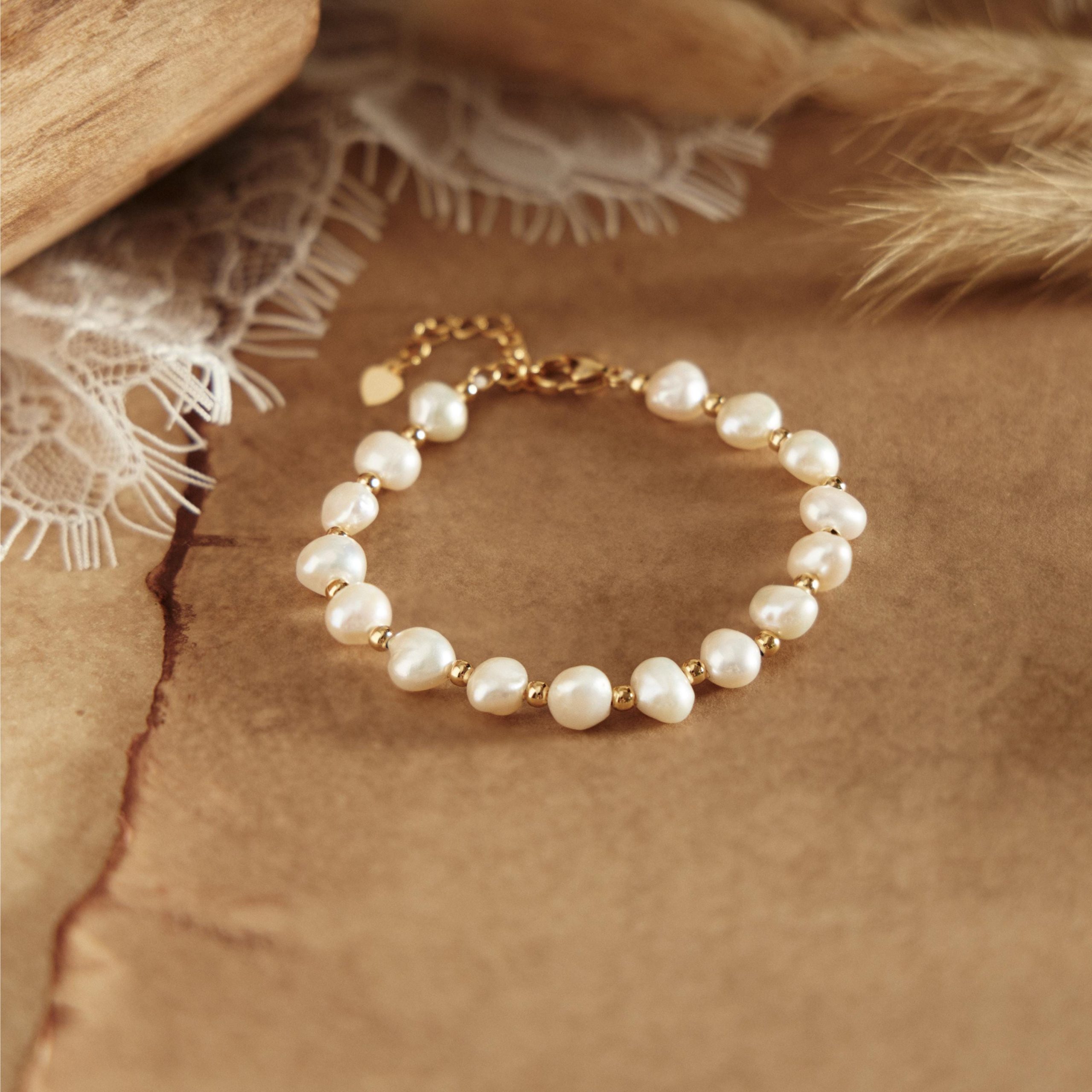 Freshwater Pearl Bracelet Baroque Dainty Bridal Jewellery Gift