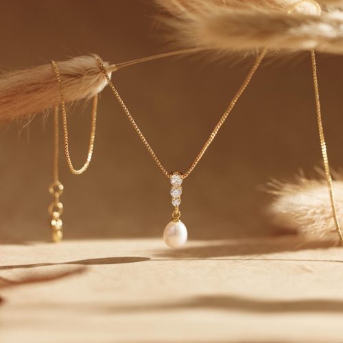 Freshwater Pearl Necklace Cz Diamond Minimalist Bridal Wedding