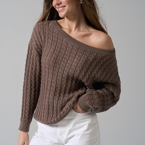 Semi Sheer Cotton Sweater Open Knit Cable Jumper