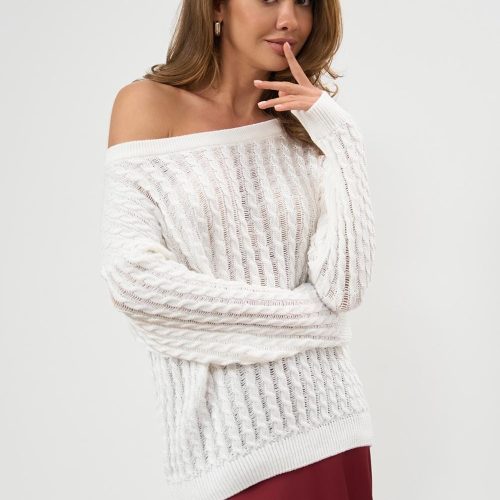 Semi Sheer Cotton Sweater Open Knit Cable Jumper