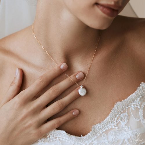 Coin Pearl Necklace Dainty Natural Charm Bridal Layering