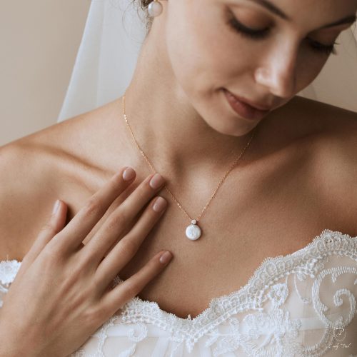 Coin Pearl Necklace Dainty Natural Charm Bridal Layering