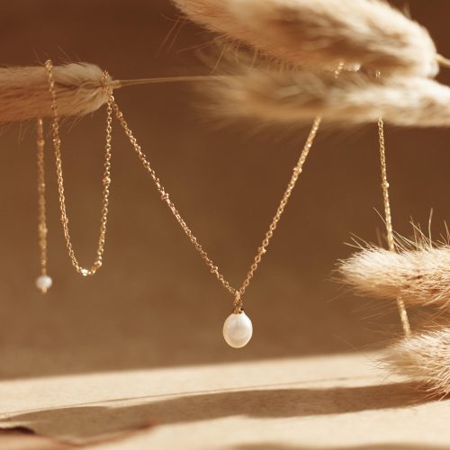 Bridal Pearl Necklace Dainty Gold Pendant Wedding Jewellery