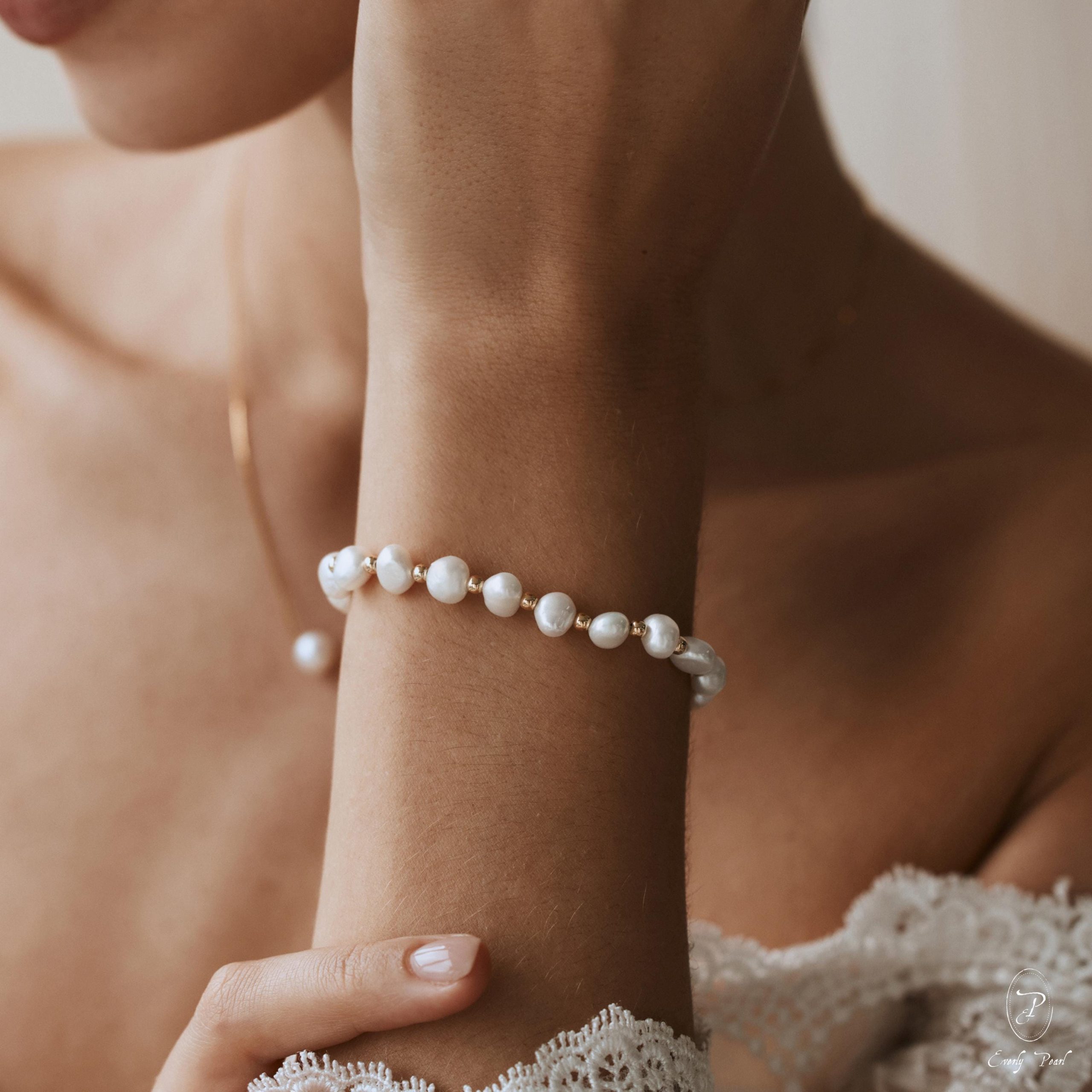 Freshwater Pearl Bracelet Baroque Dainty Bridal Jewellery Gift