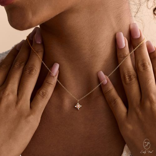Opal Star Necklace Gold October Birthstone Celestial Jewelry