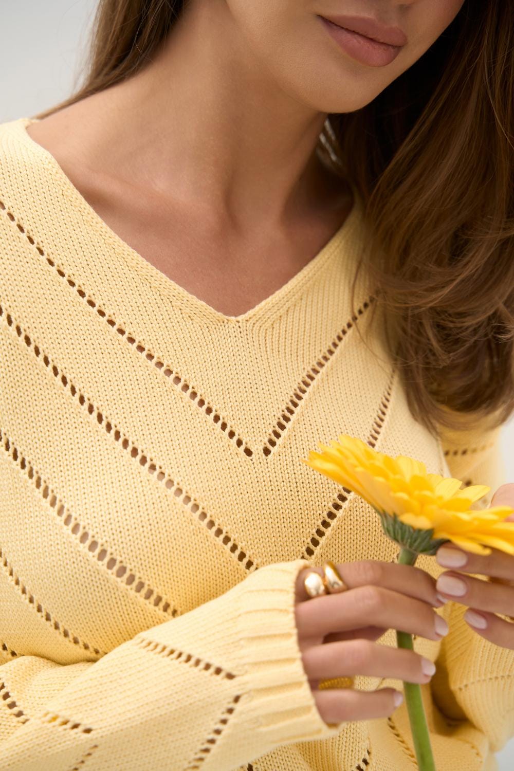 Soft Cotton Sweater Elegant Knit Top Spring Fashion